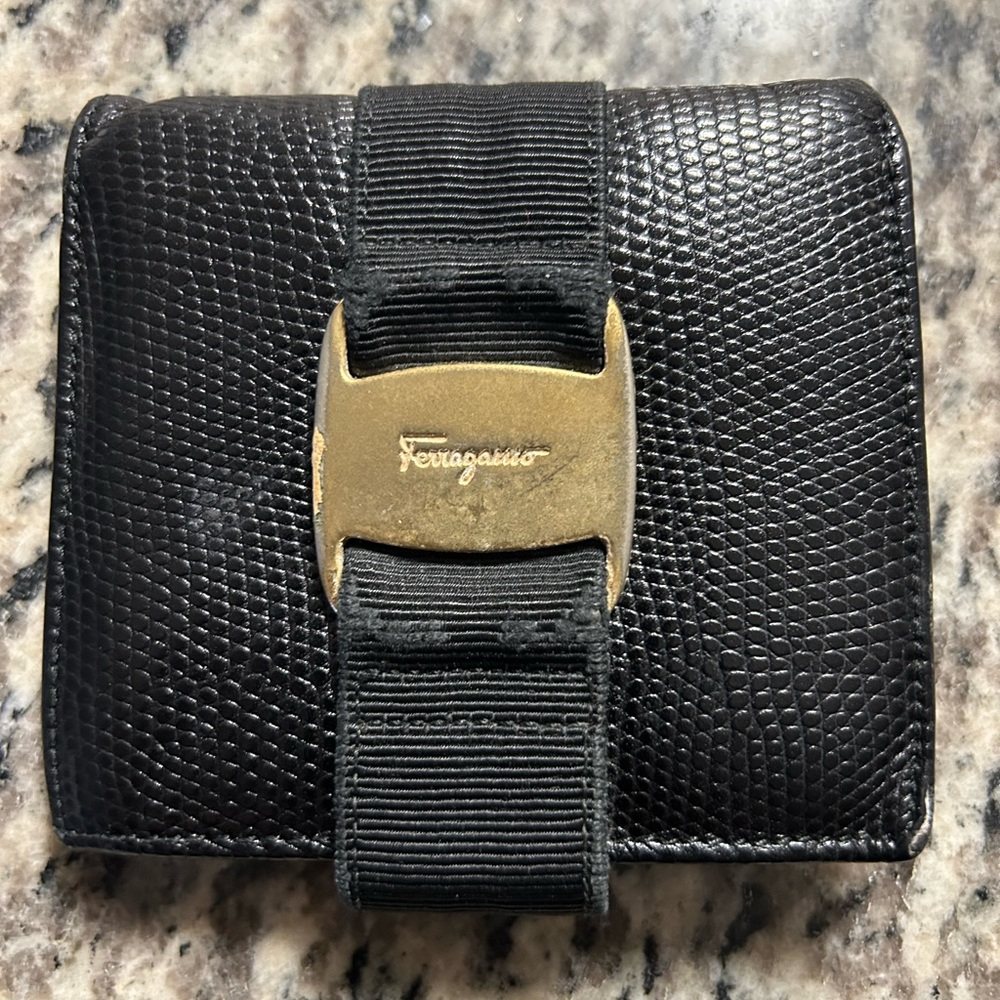 SALVATORE FERRAGAMO Women`s Black Leather Wallet (Authentic)